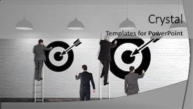  Presentation with targets - Audience pleasing slide set consisting of composite of group of business backdrop and a light gray colored foreground