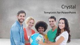  Presentation with holding people in hands - Cool new presentation with composite of group of people backdrop and a light gray colored foreground