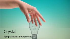  Presentation with bulb - Cool new PPT theme with composite of hand holding bulb backdrop and a  colored foreground