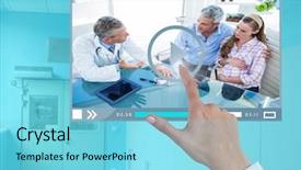  Presentation with medical video - Slide deck featuring composite of hand touching medical background and a light blue colored foreground