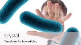  Presentation with mitochondria - Presentation theme enhanced with composite of hand touching mitochondria background and a white colored foreground