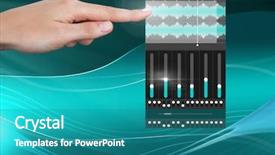  Presentation with music production - Colorful presentation design enhanced with sound music and audio production backdrop and a teal colored foreground