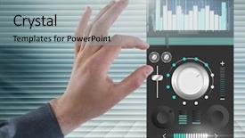  Presentation with music production - Cool new slide deck with composite of hand touching sound backdrop and a light blue colored foreground