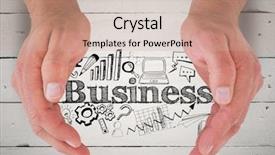  Presentation with composite - Slide set consisting of composite of hands around business background and a soft green colored foreground