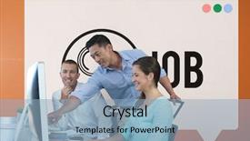  Presentation with blue and orange business people - Cool new theme with composite of happy business people backdrop and a light blue colored foreground