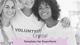  Presentation with volunteer - Presentation design with composite-of-happy-microvolunteer-day background and a light gray colored foreground