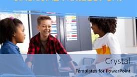  Presentation with diverse classroom - Slides consisting of composite-of-happy-national-honesty background and a light blue colored foreground