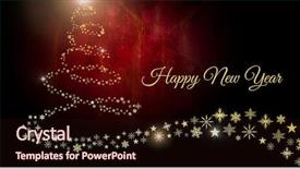  Presentation with happy new year - Beautiful presentation theme featuring composite of happy new year backdrop and a wine colored foreground