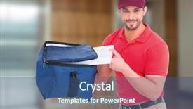  Presentation with elevator - Colorful slide deck enhanced with composite of happy pizza delivery backdrop and a ocean colored foreground