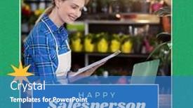  Presentation with appreciation business - Presentation theme enhanced with composite-of-happy-salesperson-day background and a teal colored foreground