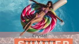  Presentation with summer party - Presentation theme featuring composite-of-hello-summer-text background and a coral colored foreground