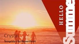  Presentation with togetherness - Slide set having composite-of-hello-summer-text background and a red colored foreground