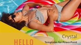  Presentation with swim - Presentation theme consisting of composite-of-hello-summer-text background and a yellow colored foreground