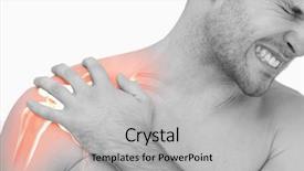  Presentation with shoulder - Amazing PPT theme having composite of highlighted shoulder pain backdrop and a light gray colored foreground