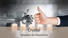  Presentation with robot - Cool new slides with composite of human and robot backdrop and a lemonade colored foreground