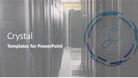  Presentation with servers - Presentation design consisting of composite-of-icon-and-data background and a gray colored foreground