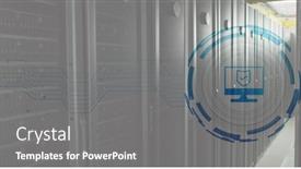  Presentation with servers - Slides having composite-of-icon-and-data background and a gray colored foreground