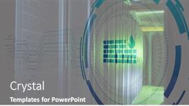  Presentation with servers - Slide set enhanced with composite-of-icon-and-data background and a gray colored foreground