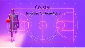  Presentation with basketball court - Presentation design having composite-of-illuminated-basketball-court background and a light blue colored foreground