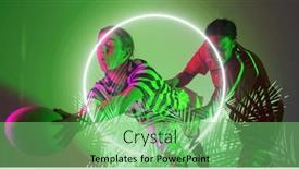  Presentation with female sport - Slide set enhanced with composite-of-illuminated-circle background and a seafoam green colored foreground