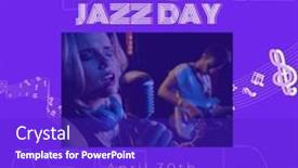  Presentation with community day - Presentation theme featuring composite-of-international-jazz-day background and a royal blue colored foreground