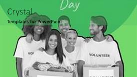  Presentation with togetherness - Slide deck with composite-of-international-microvolunteer-day background and a seafoam green colored foreground