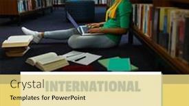  Presentation with international student - PPT layouts with composite-of-international-school-library and a yellow colored foreground
