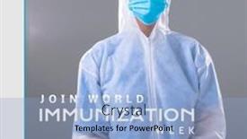  Presentation with medical vaccine - Slide deck enhanced with composite-of-join-world-immunization background and a light blue colored foreground