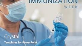  Presentation with medical vaccine - Presentation design consisting of composite-of-join-world-immunization background and a teal colored foreground