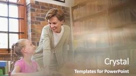  Presentation with elementary school career day and technology - Cool new theme with composite of librarian with elementary backdrop and a coral colored foreground