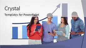  Presentation with digital technologies - Colorful slide deck enhanced with composite of males and female backdrop and a  colored foreground