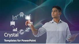  Presentation with interface - Presentation theme consisting of composite of man holding glass background and a gray colored foreground