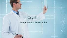  Presentation with digital pen - Colorful presentation design enhanced with composite of man in lab backdrop and a sky blue colored foreground