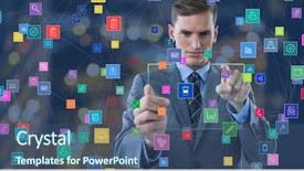  Presentation with city night - PPT theme with composite of man with galss background and a  colored foreground