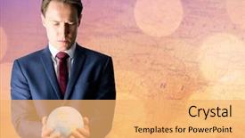  Presentation with digital globe on forex - PPT layouts with composite of man with globe background and a yellow colored foreground
