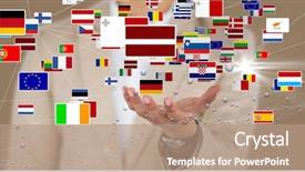  Presentation with executive - Presentation theme consisting of composite of midsection of business background and a coral colored foreground