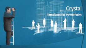  Presentation with digital lady leader - Beautiful PPT layouts featuring composite of model on ladder backdrop and a  colored foreground