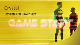  Presentation with rugby players - PPT theme with composite-of-multiracial-male-players background and a yellow colored foreground