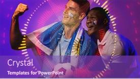  Presentation with rugby players - Slide deck featuring composite-of-multiracial-male-players background and a violet colored foreground