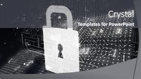  Presentation with circuit - PPT theme featuring composite-of-padlock-over-computer background and a dark gray colored foreground