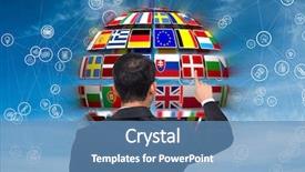  Presentation with globe flags - Theme with composite of panel with flags background and a teal colored foreground