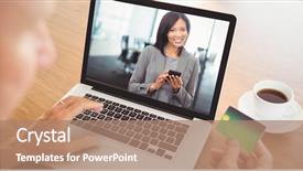  Presentation with video conferencing - Amazing presentation theme having composite of person using card backdrop and a  colored foreground