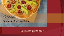  Presentation with food red - Slides consisting of composite-of-pizza-on-board background and a gold colored foreground