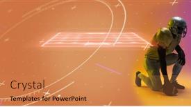  Presentation with football competition - Presentation design featuring composite-of-player-with-ball background and a coral colored foreground