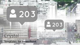  Presentation with social media - Theme enhanced with composite-of-profile-icons background and a light gray colored foreground