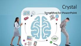  Presentation with blue brain - Amazing PPT theme having composite of pushing the brain backdrop and a light blue colored foreground