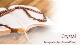  Presentation with rosary - Theme consisting of composite of rosary on bible background and a lemonade colored foreground