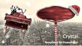  Presentation with santa sleigh - Amazing slides having composite of santa in sleigh backdrop and a gray colored foreground