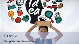  Presentation with digital books - Amazing presentation design having composite of schoolboy holding book backdrop and a light blue colored foreground