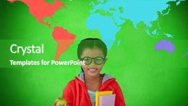  Presentation with digital books - Slide set consisting of composite of schoolgirl holding books background and a shamrock green colored foreground